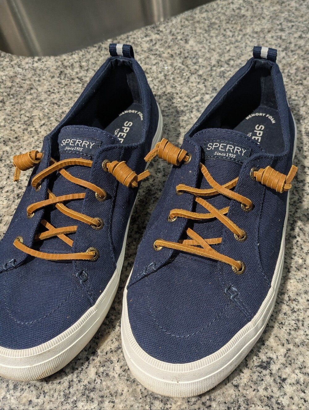 Sperry Top-Sider Navy Canvas Sneakers Women's 8.5 | Memory Foam | Excellent Cond